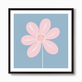 A White And Pink Flower In Minimalist Style Square Composition 2 Art Print