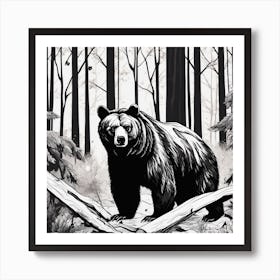 Black Bear In The Woods Art Print