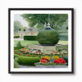 Fountain In The Garden 5 Art Print