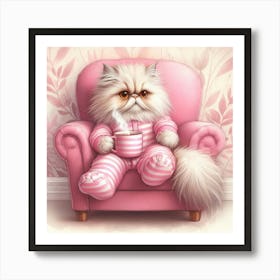 Cat With A Cup Of Tea Art Print