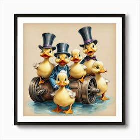 Ducks On A Boat 1 Art Print