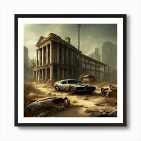 A Post Apocalyptic Wasteland With Ruins And Mutants Art Print