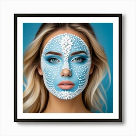 Beautiful Woman With Blue Face Paint Art Print