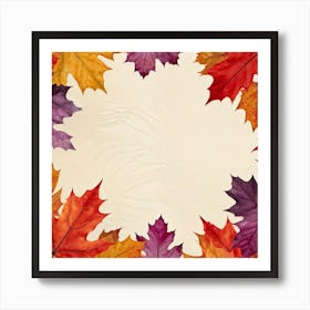 An Abstract Fall Themed Wallpaper A Group Of Maple Leaves In A Rainbow Of Autumn Hues Vivid Red W (3) Art Print