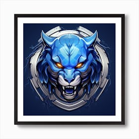 Blue Wolf Head Art Print
