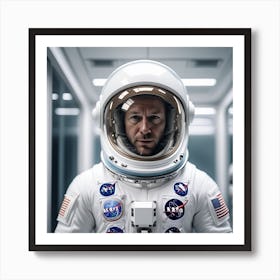 Astronaut Day Spaceman In White Space Suit Costume Open Glass Helmet 2 Art Print