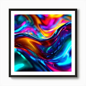 3d Light Colors Holographic Abstract Future Movement Shapes Dynamic Vibrant Flowing Lumi (9) Art Print