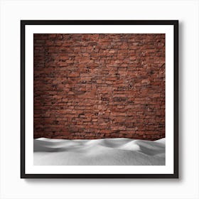 Red Brick Wall With Snow Art Print