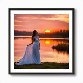 Sunset Bride Art Print