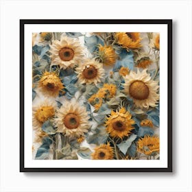 Sunflowers, style of Van Gogh 1 Art Print