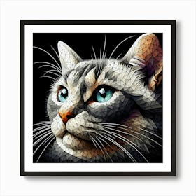 Polygonal Cat Art: Modern Geometric Wall Decor Art Print