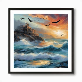 Sunset At The Castle Art Print