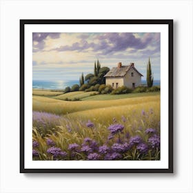 House In Lavender Field Art Print