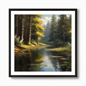 River In The Summer Forest Art Print