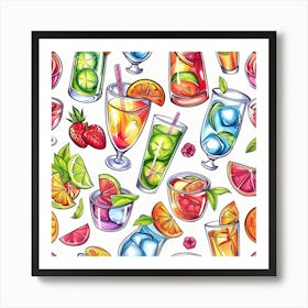 Seamless Pattern Of Drinks 2 Art Print