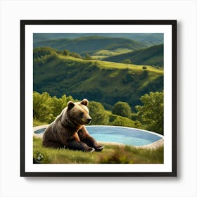 Bear In The Pool Art Print