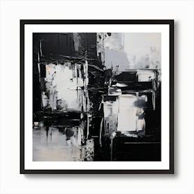 Hand Painted Abstract Black And White Art Print