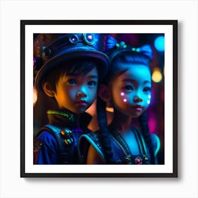 Two Asian Children Poster