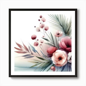 Watercolor Floral Background Art Print