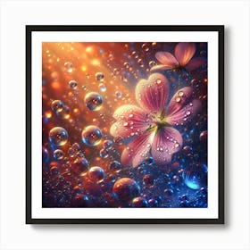 Flower With Bubbles Art Print