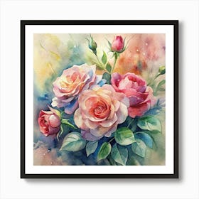 Watercolor Roses 10 Art Print