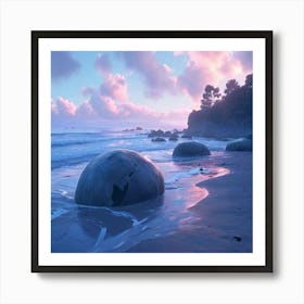 Moeraki Boulders Art Print