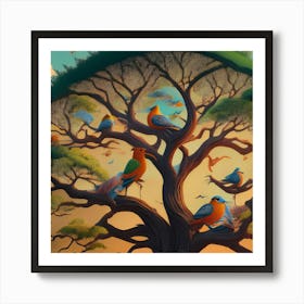 Birds In The Tree 4 Art Print