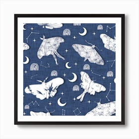 Dreamy Shibori Floral Butterflies And Stars Art Print