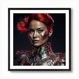 Red Haired Woman In Armor Art Print