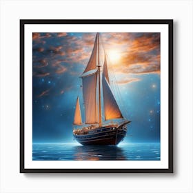 Sailboat In The Ocean Art Print