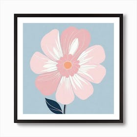 A White And Pink Flower In Minimalist Style Square Composition 688 Art Print