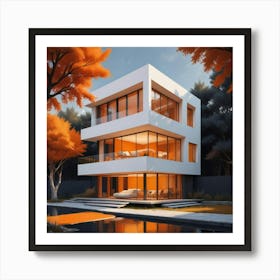 Modern House In Autumn Art Print