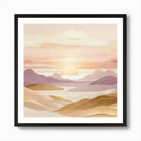 Sunset Canvas Print gold and lilac Art Print