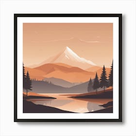 Misty mountains background in orange tone 72 Art Print