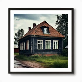 House Baltic City Countryside Window Colours View Brick Black Street Latvia Background L Art Print