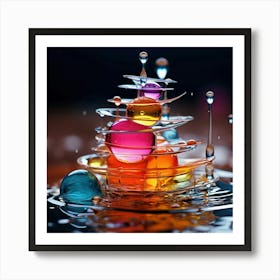 Colorful Water Droplets Art Print