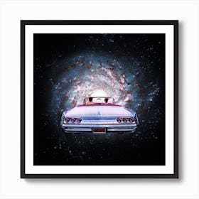 Space Car Square Art Print