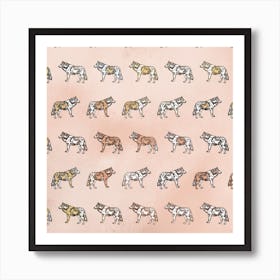 Wolf Pattern, animals, illustration, wall art Art Print