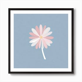 A White And Pink Flower In Minimalist Style Square Composition 518 Art Print