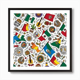 Mexican Flags 3 Art Print