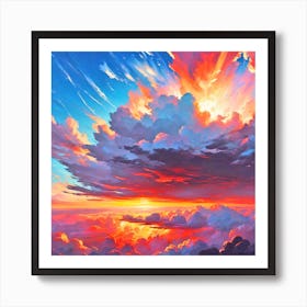 Sunset Over Clouds Art Print