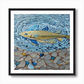 Mosaic _floor_with_Fish_ Art Print