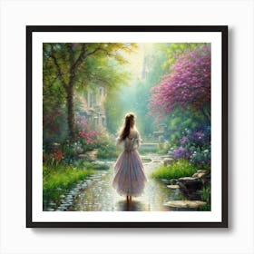 Girl In A Garden 1 Art Print