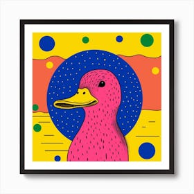 Pink Dotty Duck Art Print
