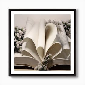 White Flowers Book Art Print