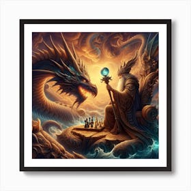 Chess King And Dragon Art Print