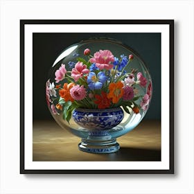 Flowers In A Glass Ball Art Print