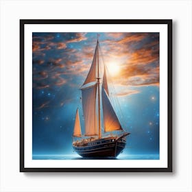 Sailboat In The Sea Art Print