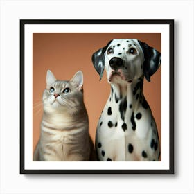 A Cat and A Dog Art Print