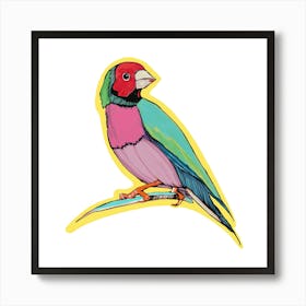 Colourful Bird In  A Yellow Garden Art Print